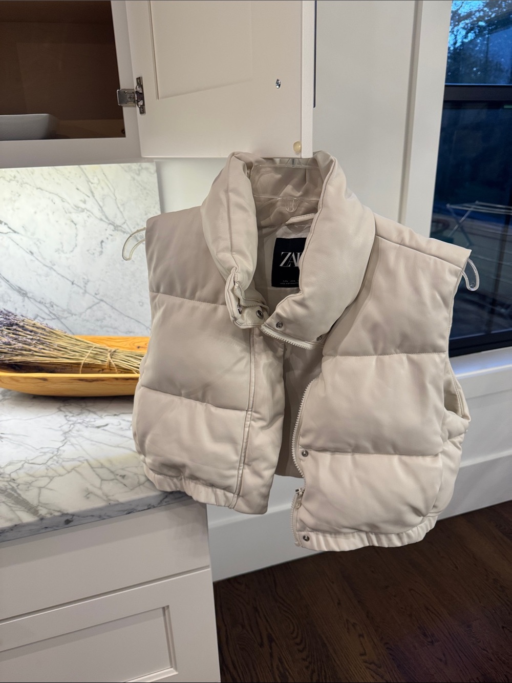 Zara Cream Quilted Puffer Vest